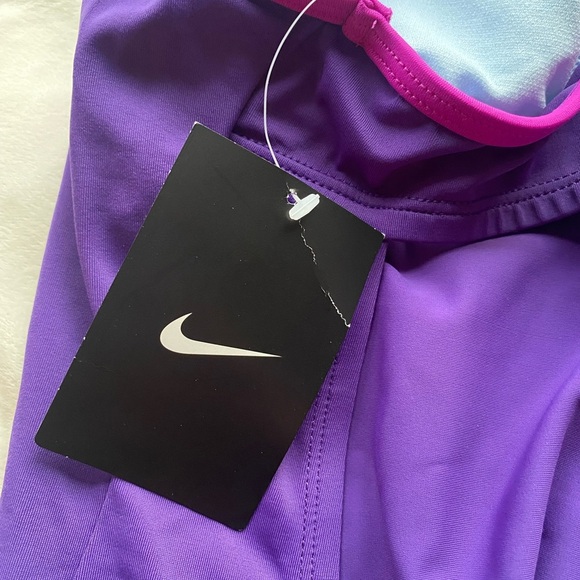 Nike Swimsuit Purple with Pink Trim Size 8 - Picture 7 of 10
